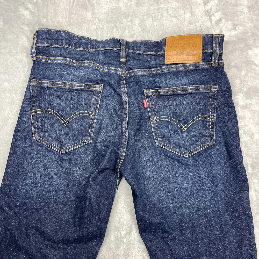 Levi's 511 Jeans Mens 34x32 Blue Denim Stretch‎ Dark Wash Red Tab Straight Leg